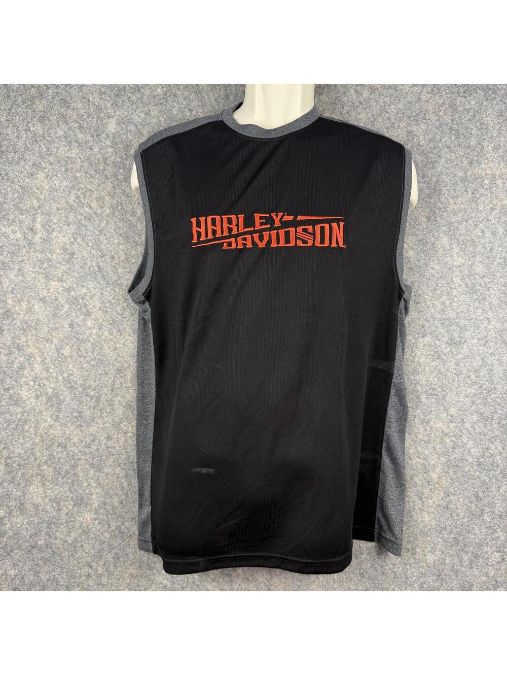 Harley Davidson Smokey Mtn Maryville TN Sleeveless Shirt Black Gray Large 369